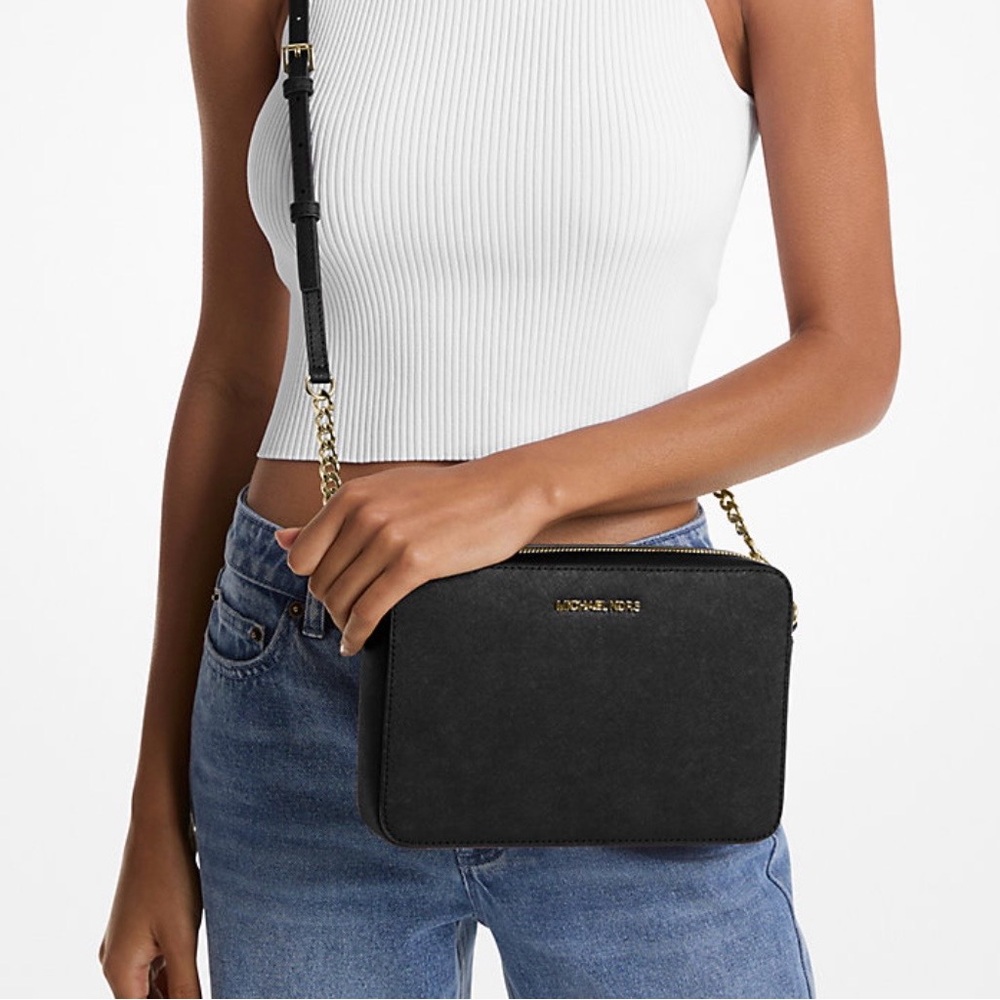 NEW MICHAEL KORS Jet Set Large Saffiano Leather Crossbody Bag